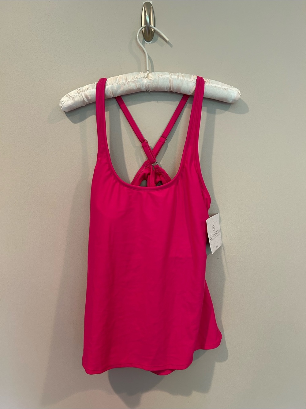 NWT Eco Beach Pink Swim Tankini Top (cute strappy back) size Lg